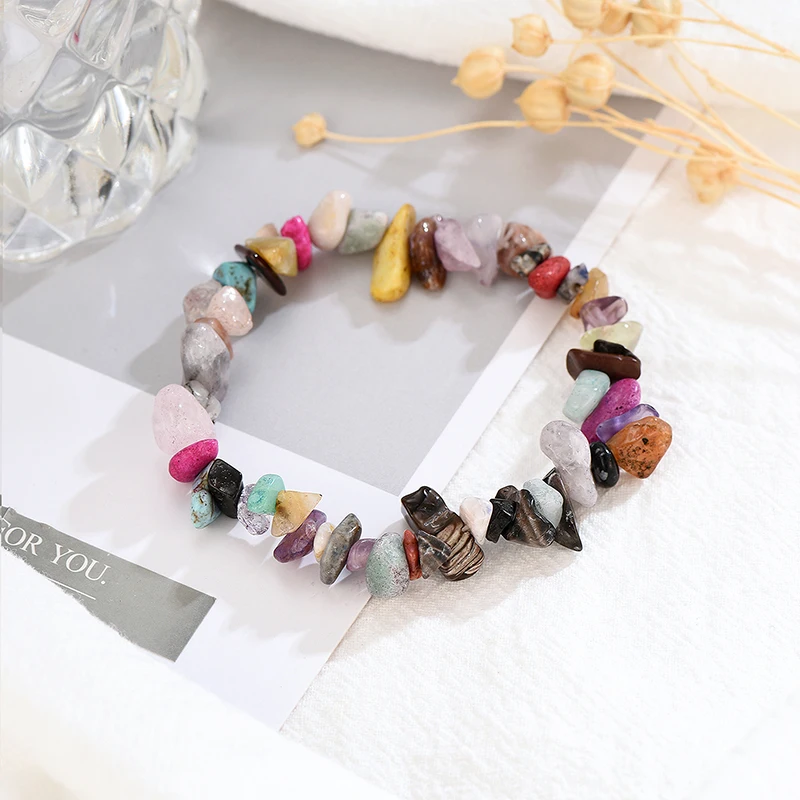 2019 Модный женский браслет с натуральными цветными кристаллами | Украшения и