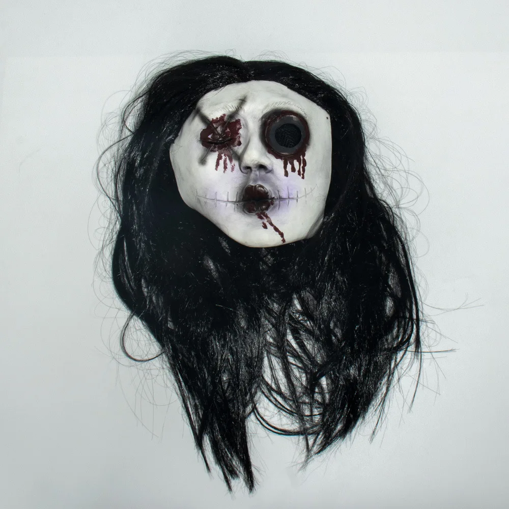 

Halloween Mask with Wig Hair Latex Creepy Horror Scary Mask Unisex Party Cosplay Prop Face Mascarilla Devil Helmet Ghost Mask