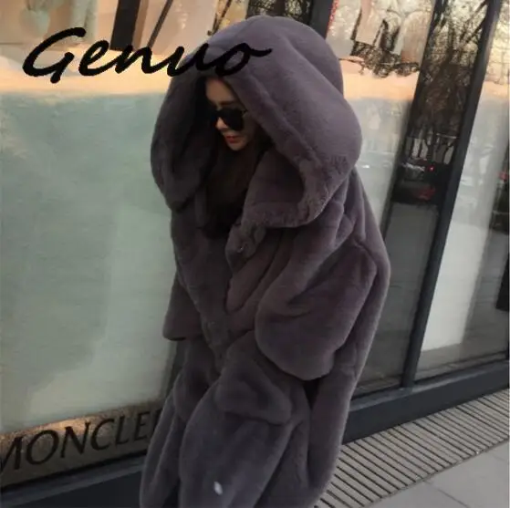 

Oversized Winter Warm Hooded Large Size Long Solid Color Faux Fur Coat 2020 New Casual Long Sleeve Women Fur Jacket Outwear