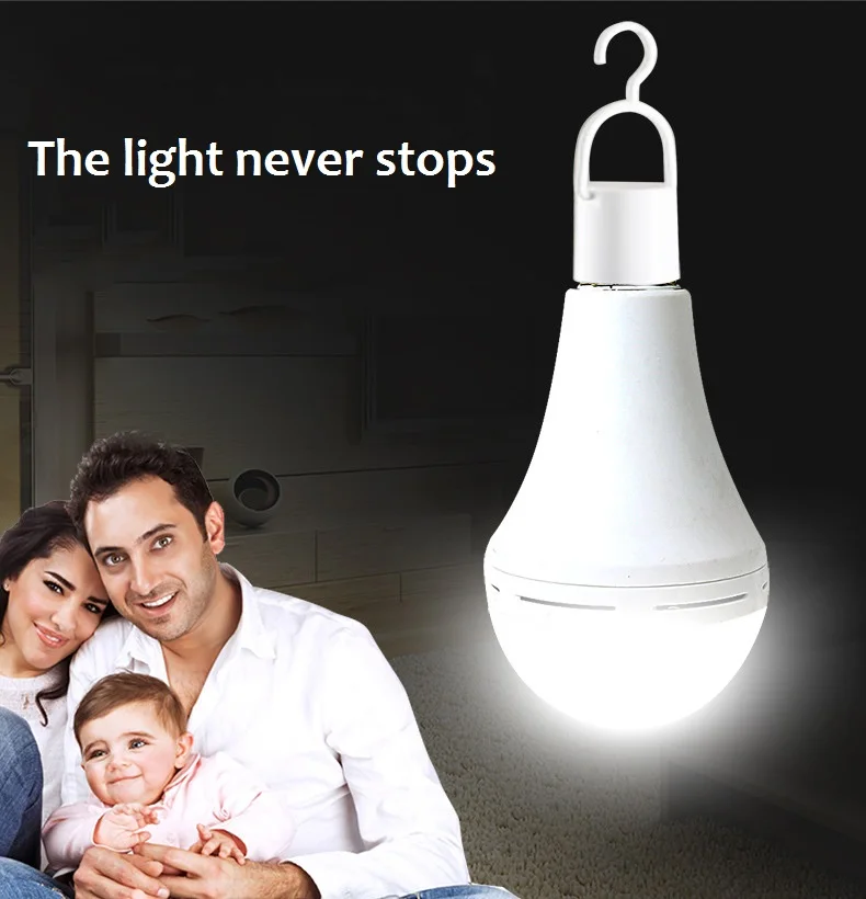 2pcs Emergency Rechargeable LED Light Bulb 9W 12W Portable Lamp Hook Smart Flashlight Water ON E27 When Power Failure | Освещение