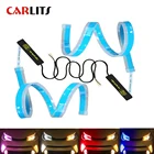 CARLITS 2x тонкие автомобили DRL светодиодный дневные ходовые огни белый сигнал поворота желтая направляющая полоса для фар в сборе Прямая поставка CJ
