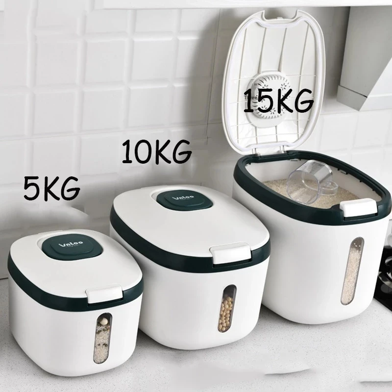 

5/10/15KG Kitchen Rice Storage Box Nano Insert-proof Moisture-proof Rice Container Sealed Cereals Bucket Home Pet Food Store Box