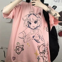 anime t shirt women 2021 bear print harajuku tops mujer summer alt clothes aesthetic fashion streetwear mingliusili tee shirt