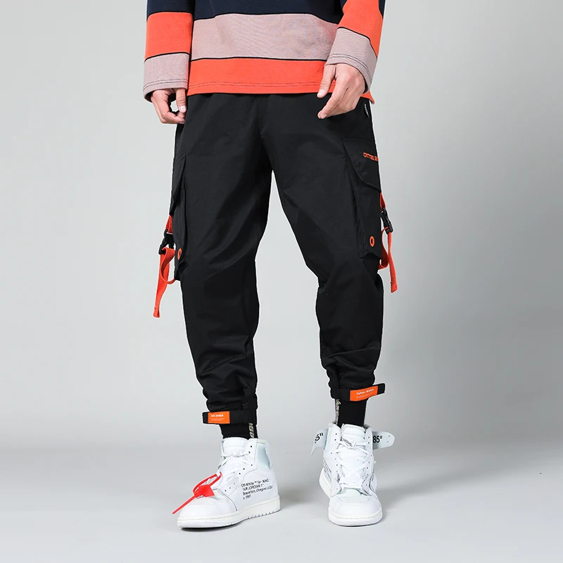 Tech одежда мужские брюки карго хип хоп ленты Hi Street лодыжки липучки|Брюки-карго| |