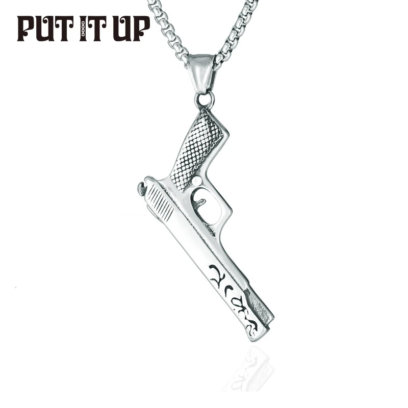 

Domineering Pistol Pendant Necklace 316L Stainless Steel Hip Hop Rock Street Necklace Fashion Trendy Men's Jewelry Birthday Gift