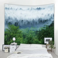 beautiful foggy forest tapestry nordic nature landscape tapestry bohemian hippie wall decoration tapestry bedroom tapestry