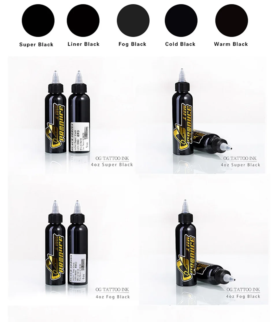 Og Tattoo Ink Set 4oz 120ml/bottle Black Tattoo Ink Dynamic Materials for Tattooing Permanent Makeup Pigment for Eyebrow Eyeline