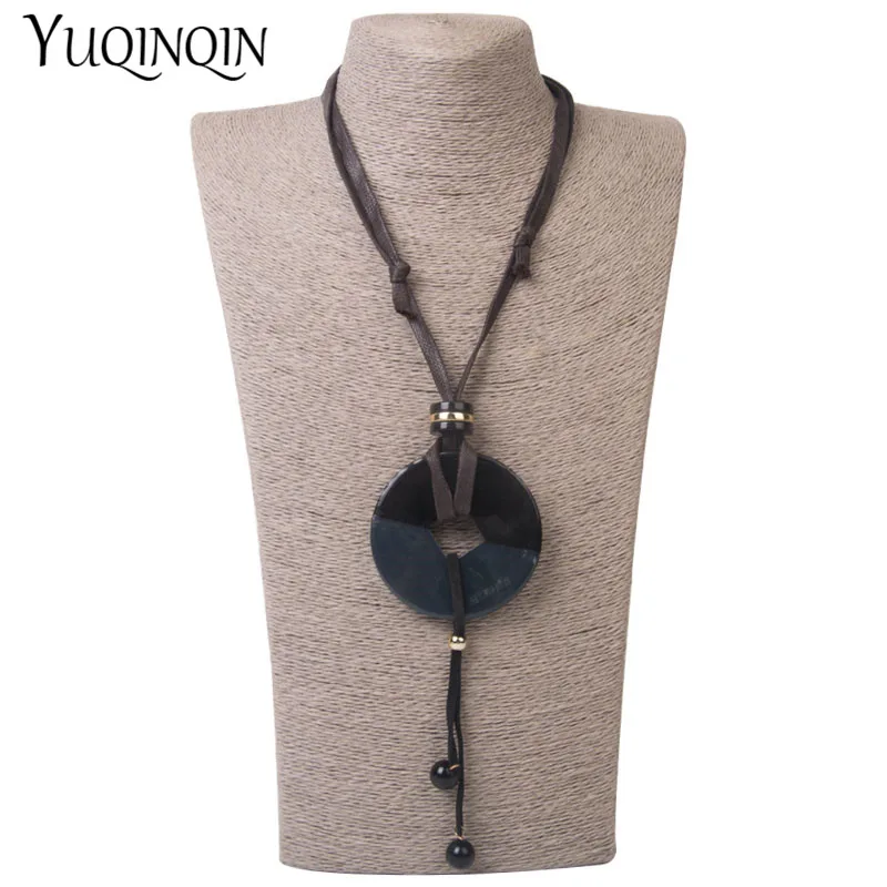 Модные Длинные ожерелья из смолы для женщин Очаровательные Круглые Большие