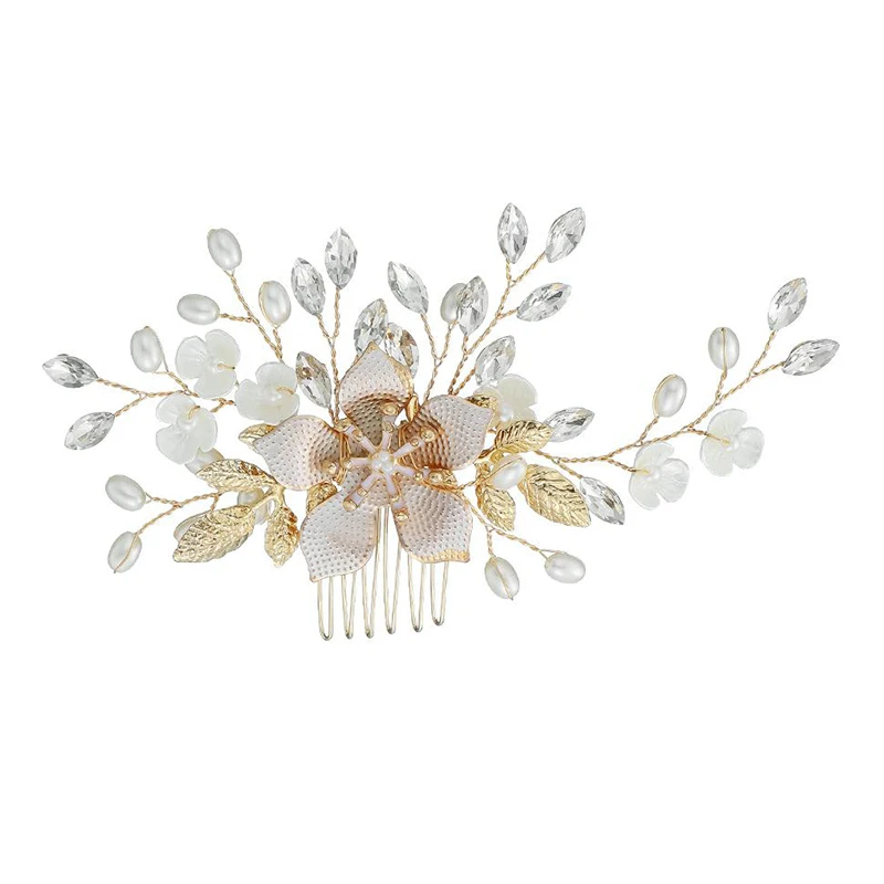 Женская заколка для волос с кристаллами жемчужинами и цветами | Украшения