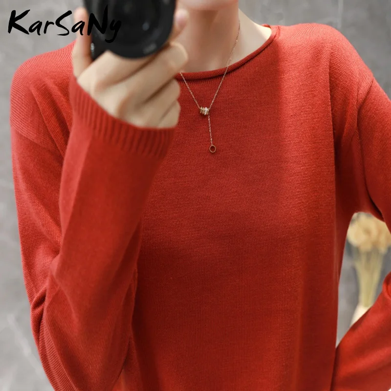Зимний пуловер KarSaNy женские свитера 2020 свободный женский джемпер с круглым