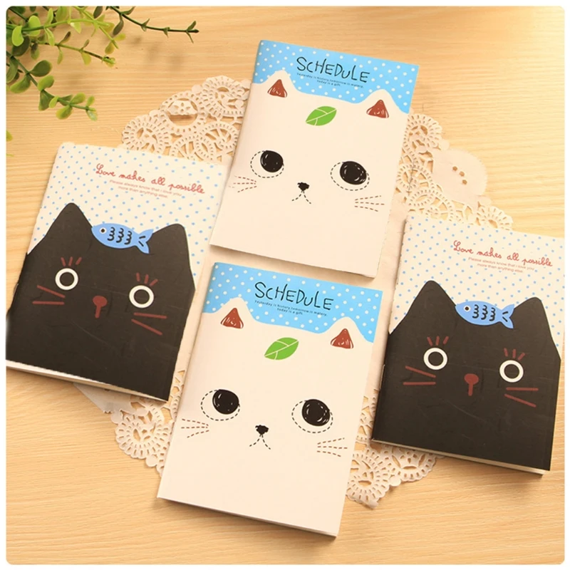 

Cartoon Cat Notebook Sweet Hard Cover Paperback Book Diary Notepad Sketchbook