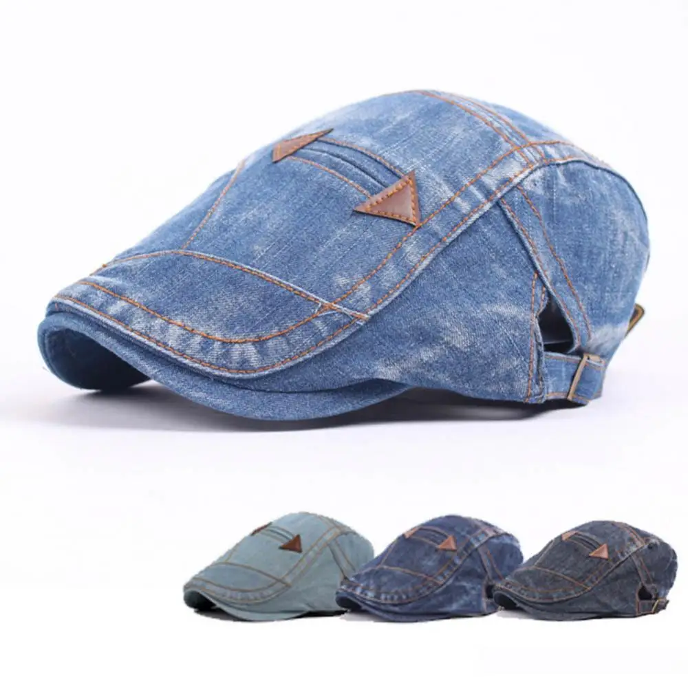 

Hot Sales Men Women Vintage Washed Jeans Hat Outdoor Sports Denim Beret Sun Visor Flat Cap