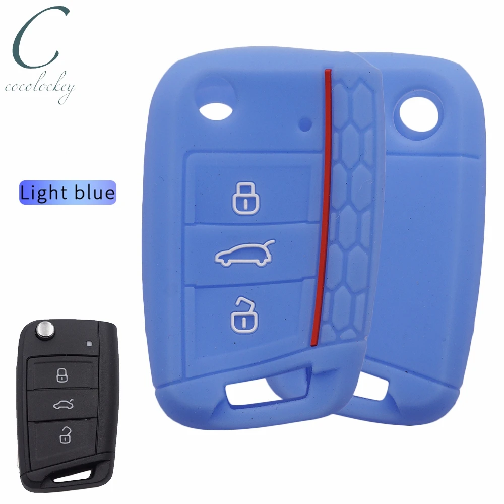 Cocolockey силиконовый чехол для ключа vw golf 7 mk7 skoda seat smart keyless 3 кнопки дистанционный