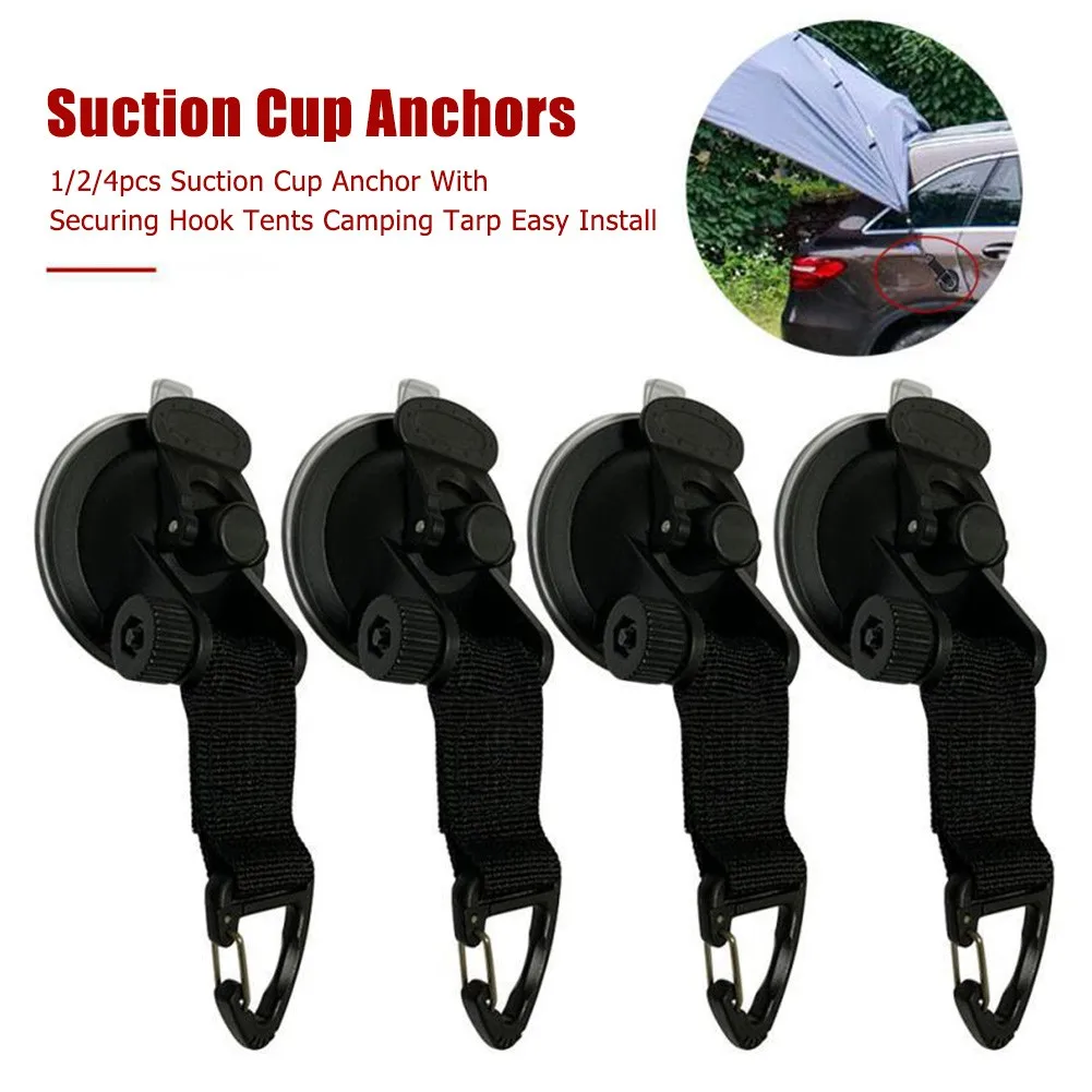 

1/2/4pcs Suction Cup Securing Hooks Tie Down For Car Truck Awning Camping Tarp Car Side Awning Pool Tarps Tents Securing Hook