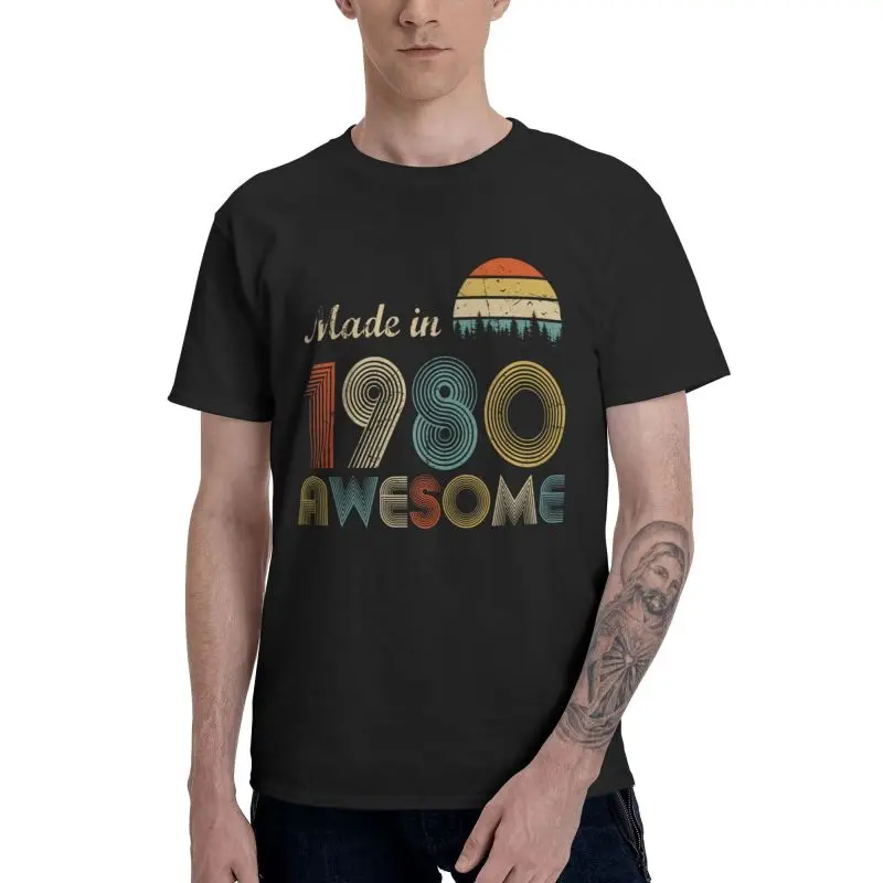 

Retro Legends Are Born In 1980 Tshirts Men Streetwear Tees Top Cotton T Shirt Short Sleeve 41st Birthday 41Years Old T-shirts