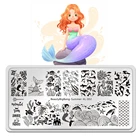 Пластины для штамповки ногтей Beautybigbang, трафарет из нержавеющей стали с изображением русалки, волны, акулы, 6*12 см, летняя XL-002