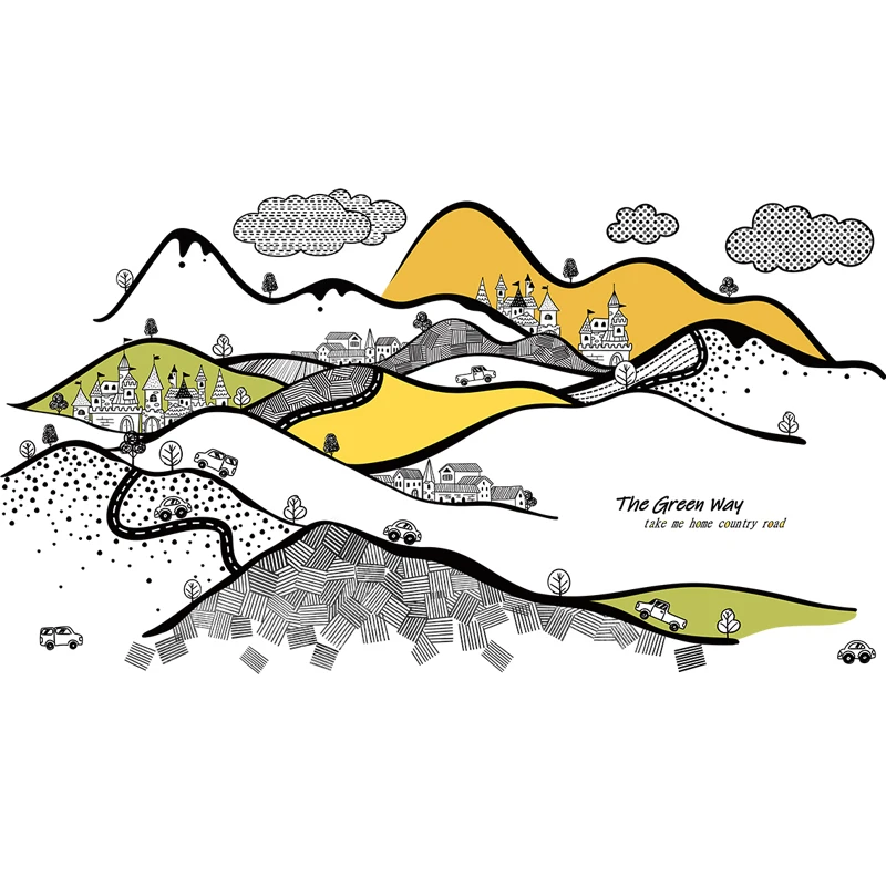 

Landscape Painting Wall Stickers Home Decor Bedroom Living Room Sofa Creative Background Self Adhesive Mural