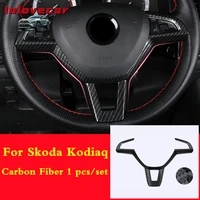 for skoda kodiaq 2017 2019 abs steering wheel trim cover emblem frame car styling panel badge ring molding decoration 1pcs