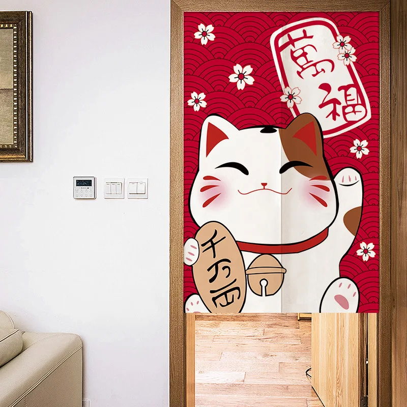 Japanese Cartoon Lucky Cat Door Curtain Kitchen Bedroom Partition Feng Shui | Дом и сад