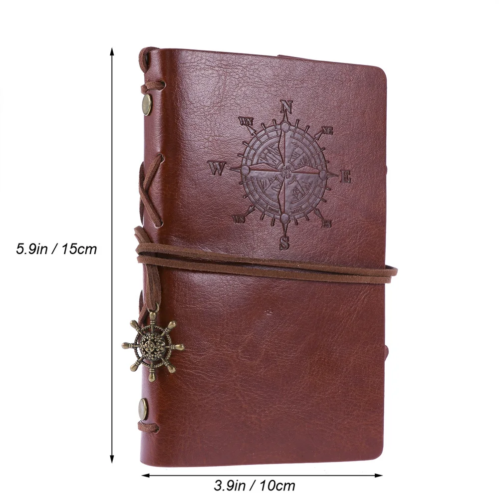 

Retro Leather Cover Refillable Blank Line Spiral Notebook Corsair Pendants Nautical Journal Planner Diary Loose-leaf Sketchbook