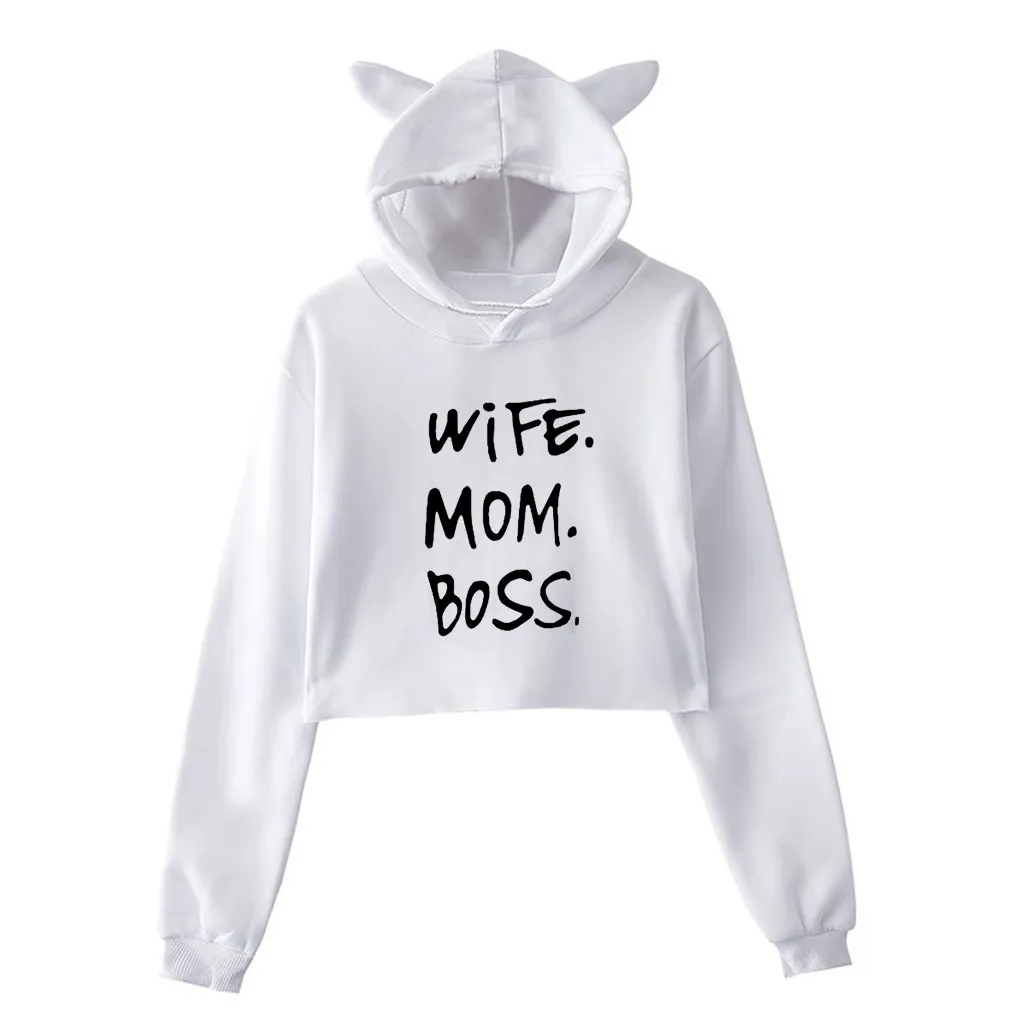 Женская толстовка топы зимняя индивидуальная с кошачьими ушками поясничная