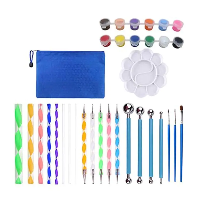 

34pcs Mandala Dotting Tools Set for Painting Rock Stone Ceramic Brush Acrylic Paint Dropship