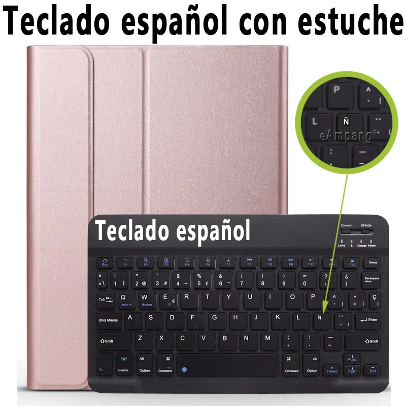 Spanish Keyboard 3,0 чехол с Bluetooth клавиатурой для iPad 10,2 чехол для Apple iPad 7го поколения A2200 A2198 A2197 русская испанская английская клавиатура - Цвет: Spanish Keyboard