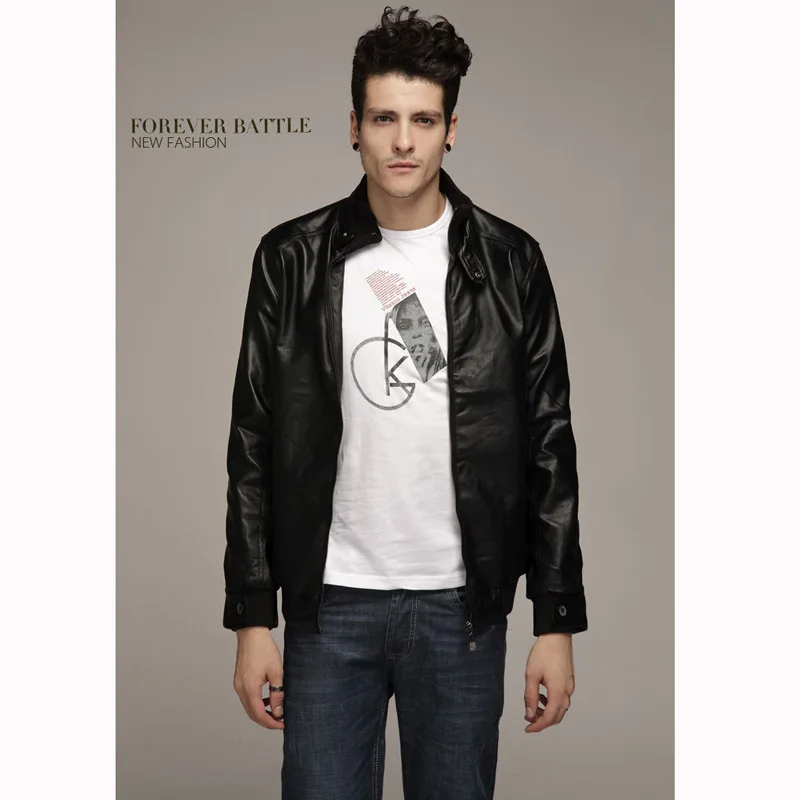 2019 autumn and winter new men's leather jacket stand collar zipper pu men motorcycle | Мужская одежда