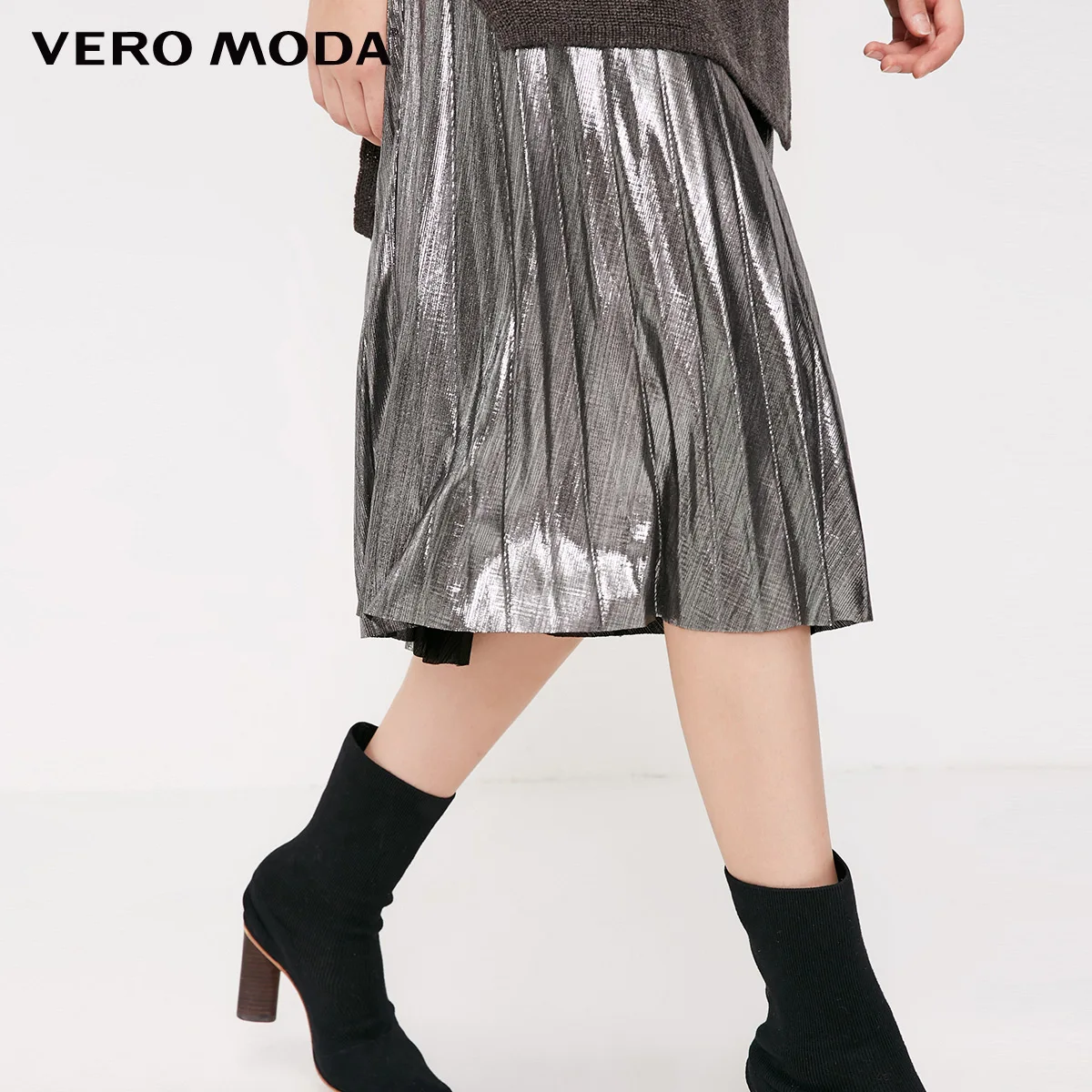 Vero Moda Новое поступление трикотажное платье из двух частей с металлическим плиссированным подолом | 319146524
