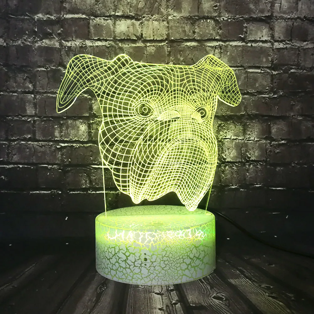 Новый 3D Визуальный стол с изображением животных голова собаки 7 цветов меняющий