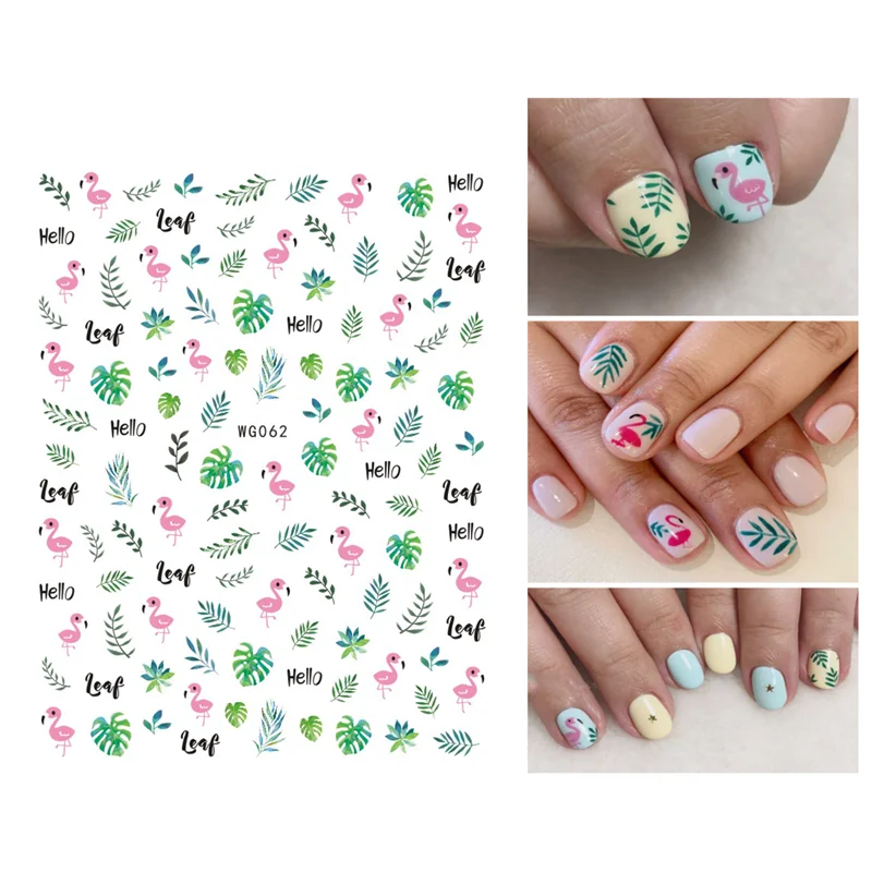 10PCS Nail Sticker Cactus Applique and Garland Beautiful Nail Art Green Leaf Nail Art Sticker