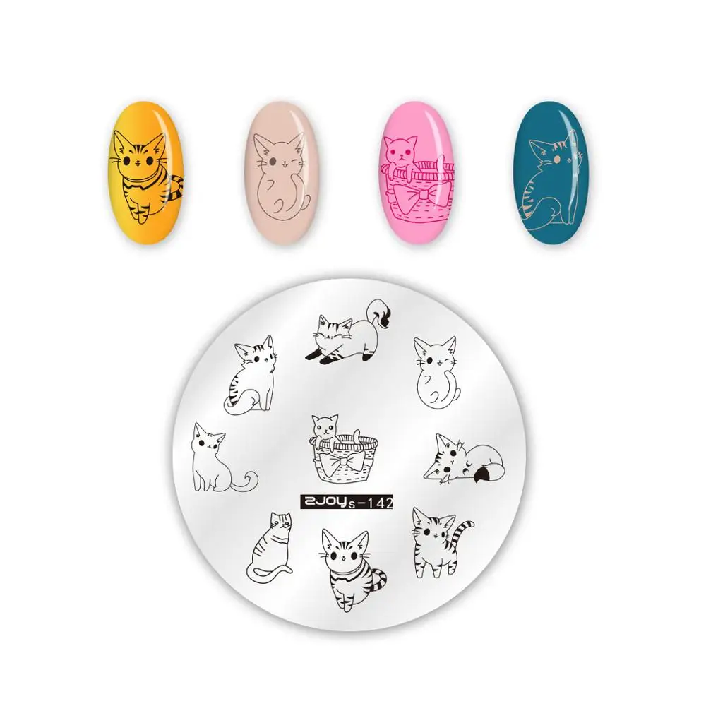 

Nail Art Stamping Cut Cat Theme Design DIY Manicure Stamp Template Image Plate Stencil