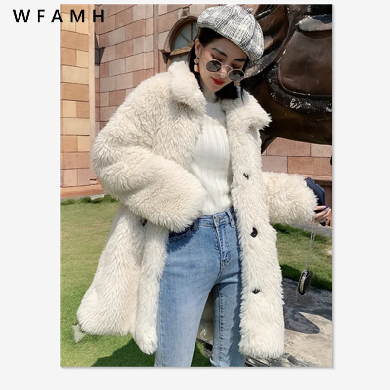 Lamb Imitation Fur Coat Women's Mid-length Long Loop Wool Sheep Loose 2023 Winter New Fashion Wild Colors Wfanm Main Push