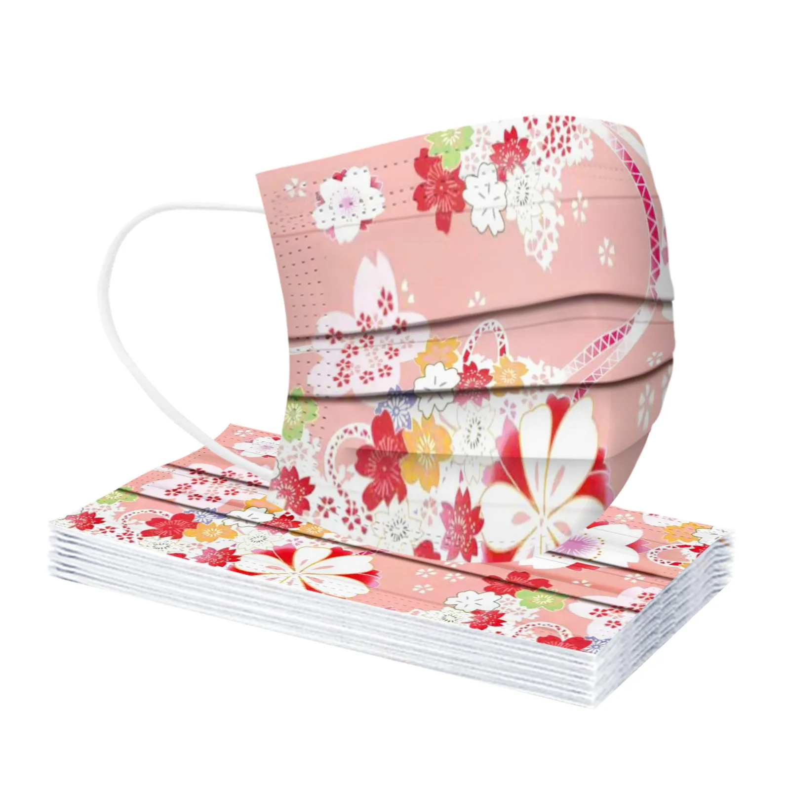 

10/20/30pc Face Mask Non-woven Disposable Adult Printing Mask Cute Cartoon Three-layer Meltblown Breathable Camouflage Mask