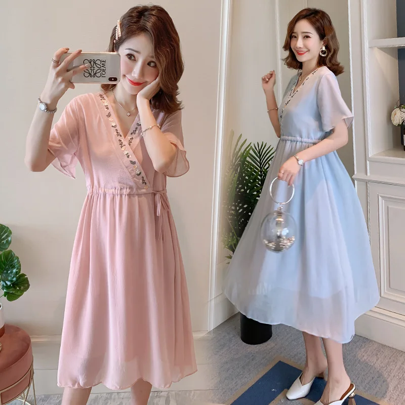 Повседневное платье для беременных этнические платья с вышивкой кормящих женщин