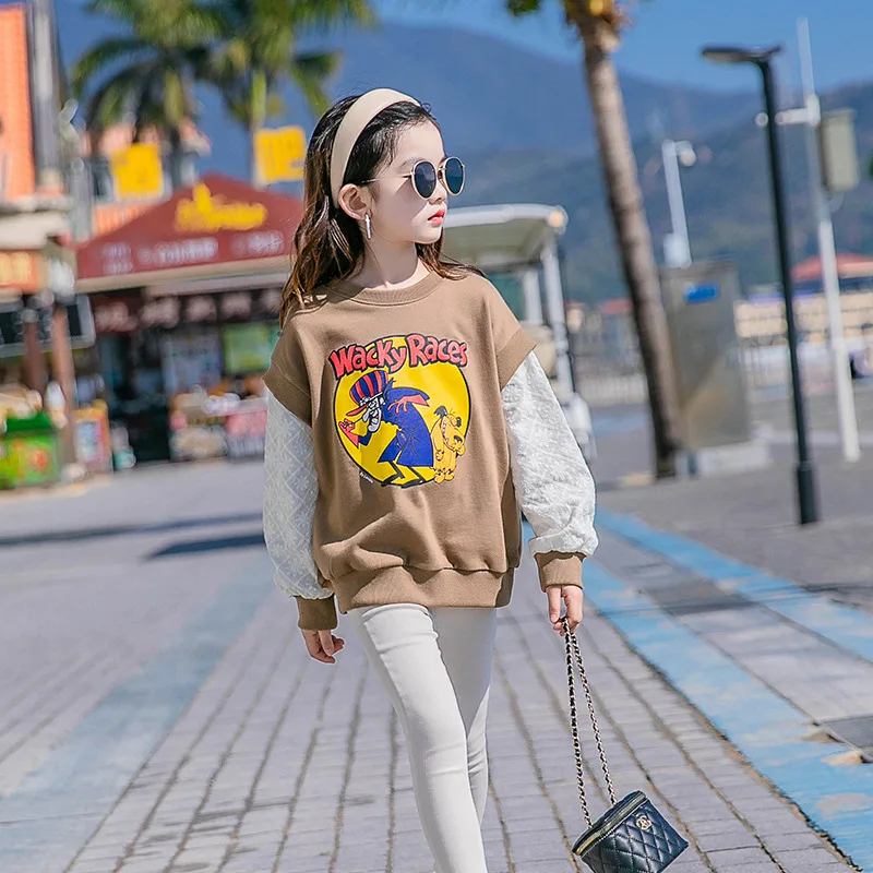 

Girls' Sweatshirts Baby's Kids Outwear 2021 Cartoons Spring Autumn Top Teenagers Pullover Formal Sport Cotton Children's Clothin
