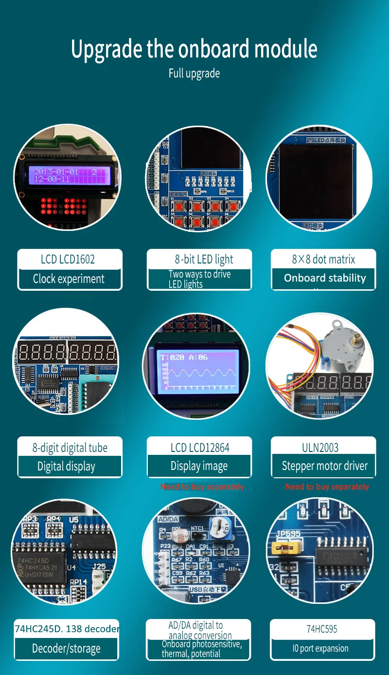 51 MCU макетная плата 51 MCU обучающая плата Экспериментальная плата stc89c52 комплект MCU