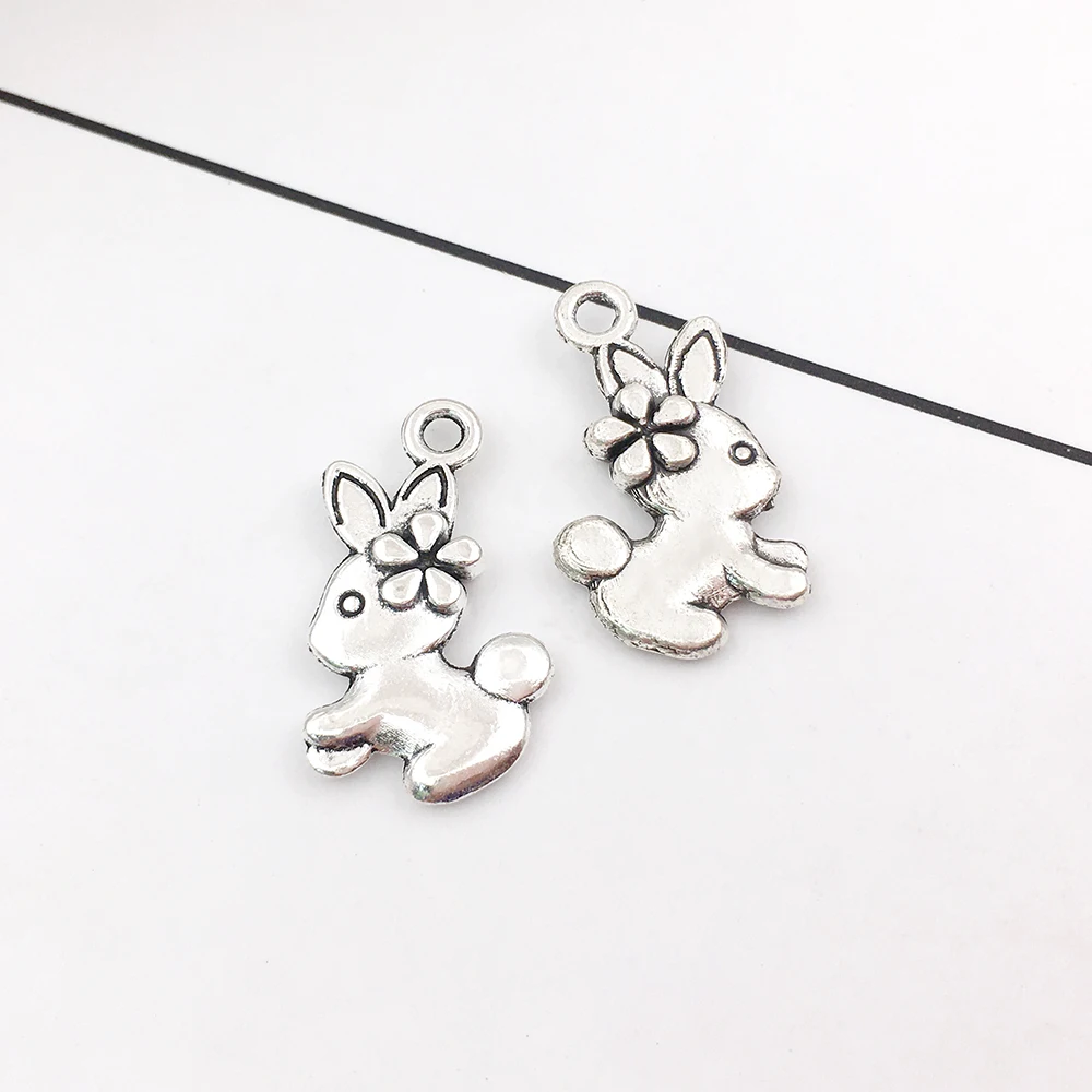 50 шт. подвеска серебряного цвета 12x18 мм|pendant jewelry findings|charm pendantrabbit charm |