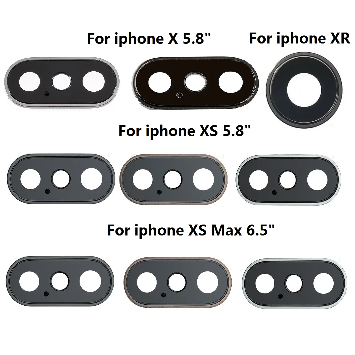 

Brand New Rear Camera Lengs Cover Housing With Frame & Adhesive For Apple iPhone X/XS/XR/XS Max