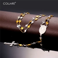 collare cross chain rosary necklace gold color heart linked stainless steel necklace women men saint benedict medal jewelry n217