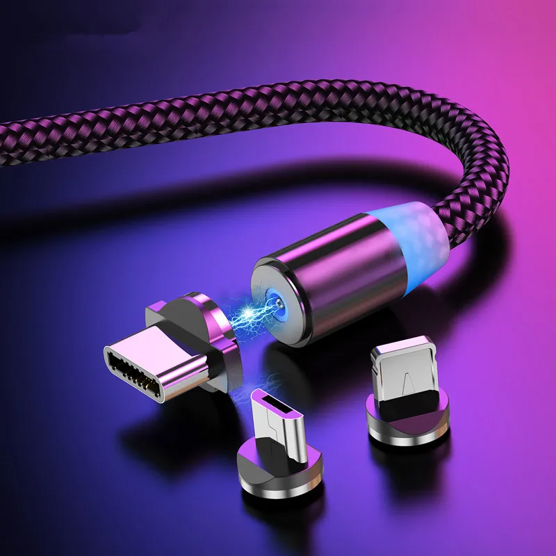 

2.4A LED Magnetic Charger Micro USB Type C Cable Fast Charging Magnet Wire For iPhone 6 7 X Samsung s7 s8 Mobile Phone Data Cord