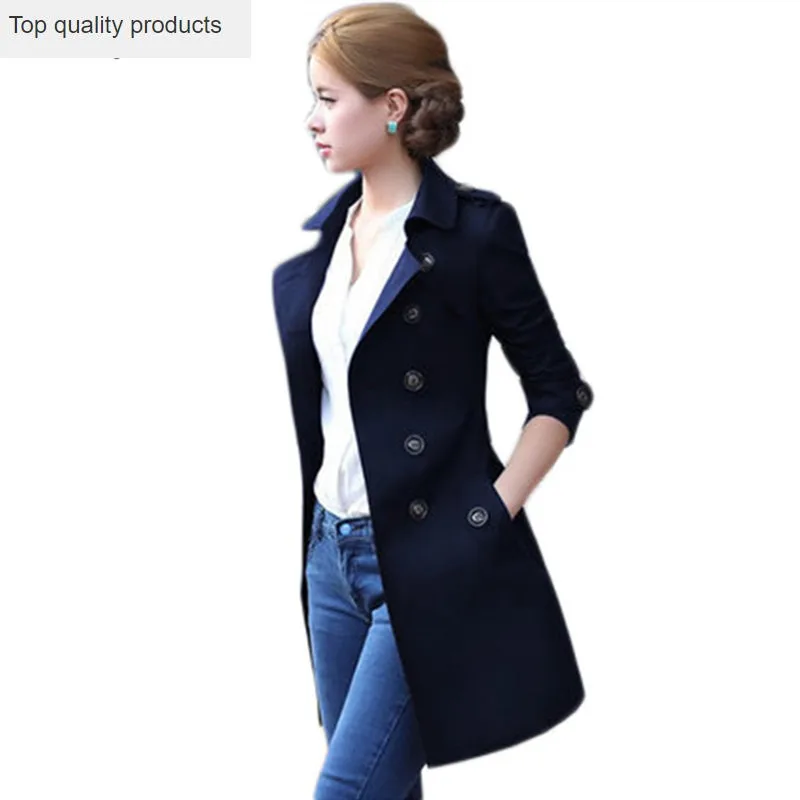 Тренчкот женский средней длины модная Повседневная ветровка с длинным рукавом