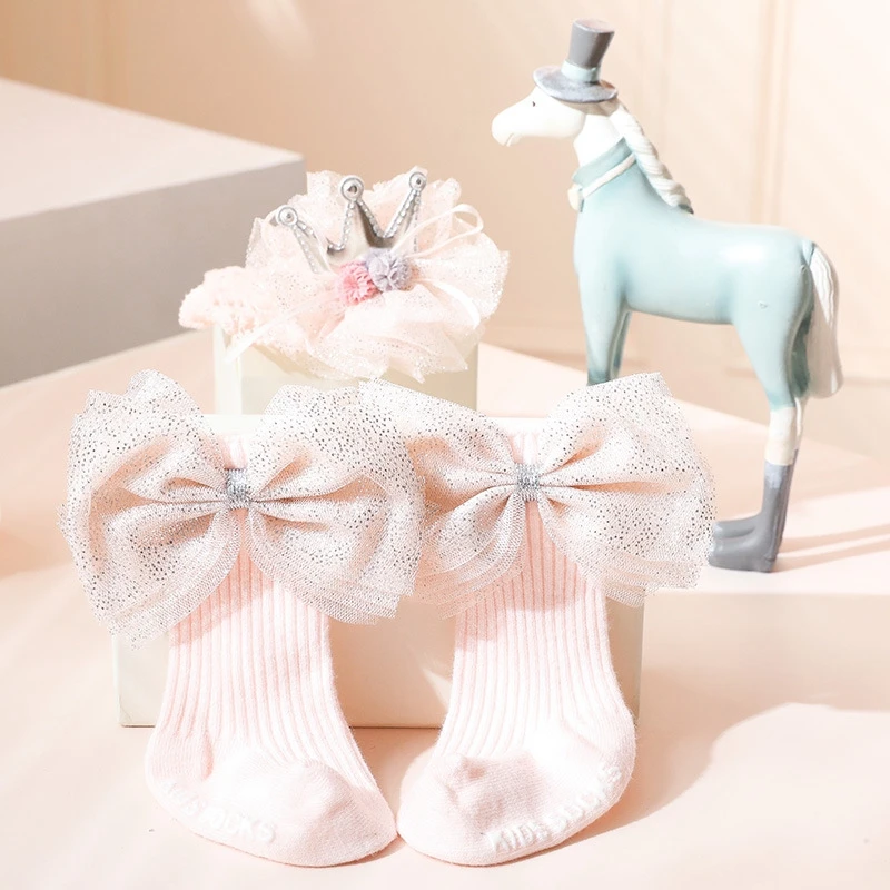 

3 Pcs/Set Cute Baby Girl Headband Socks Set Lace Bows Newborn Turban Elastic Headbands Hairband For Girl Baby Hair Accessories