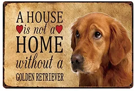 Жестяная металлическая плита с золотистым ретривером жестяная винтажная Ретро