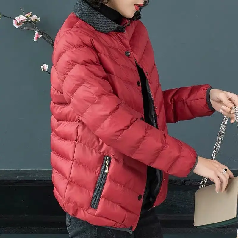 2023 Women Solid Parkas Female Thick Winter Zipper Pockets Warm Elegant Coat Jacket Ladies Casual Padded Parka Cotton Coats H878