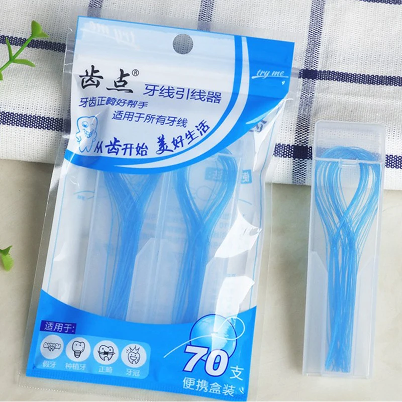 

70Pcs/bag Dental Floss Needle Brackets Wire Holders Between Orthodontic Bridges Dental Floss Threader Oral Care Clean Tools