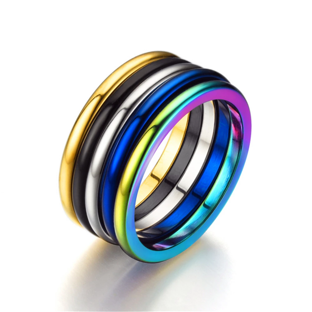 Модные 5 видов цветных гладких мягких красивых колец из нержавеющей стали очень