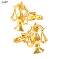 LAIDOJIN Luxury Gold Color Metal Cufflinks for Mens High Quality Retro Balance scales Cuff links Brand Jewelry Wedding Gift