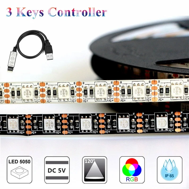 5V USB Мощность светодиодный ТВ полосы светильник RGB 5050 SMD 60 s/m Настольный Подсветка