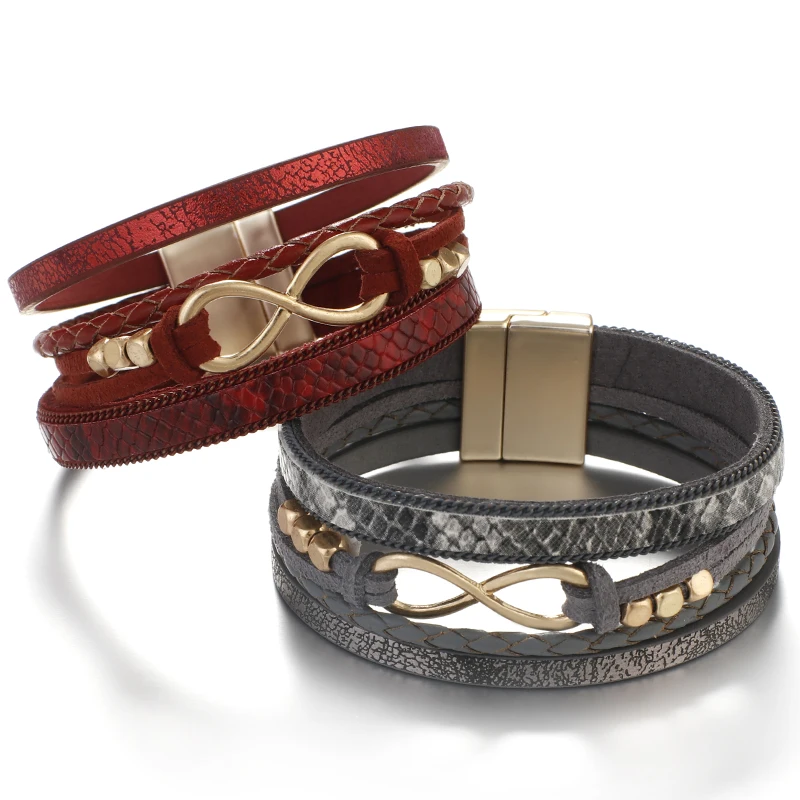 ALLYES браслеты с кулоном в форме бесконечности для женщин модные женские широкие